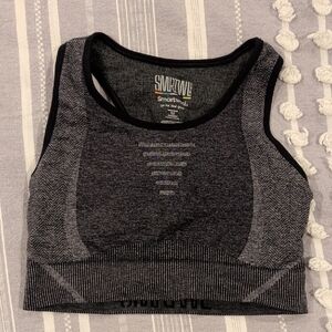 Smartwool Women's Charcoal Seamless Wool-Blend Sports Bra